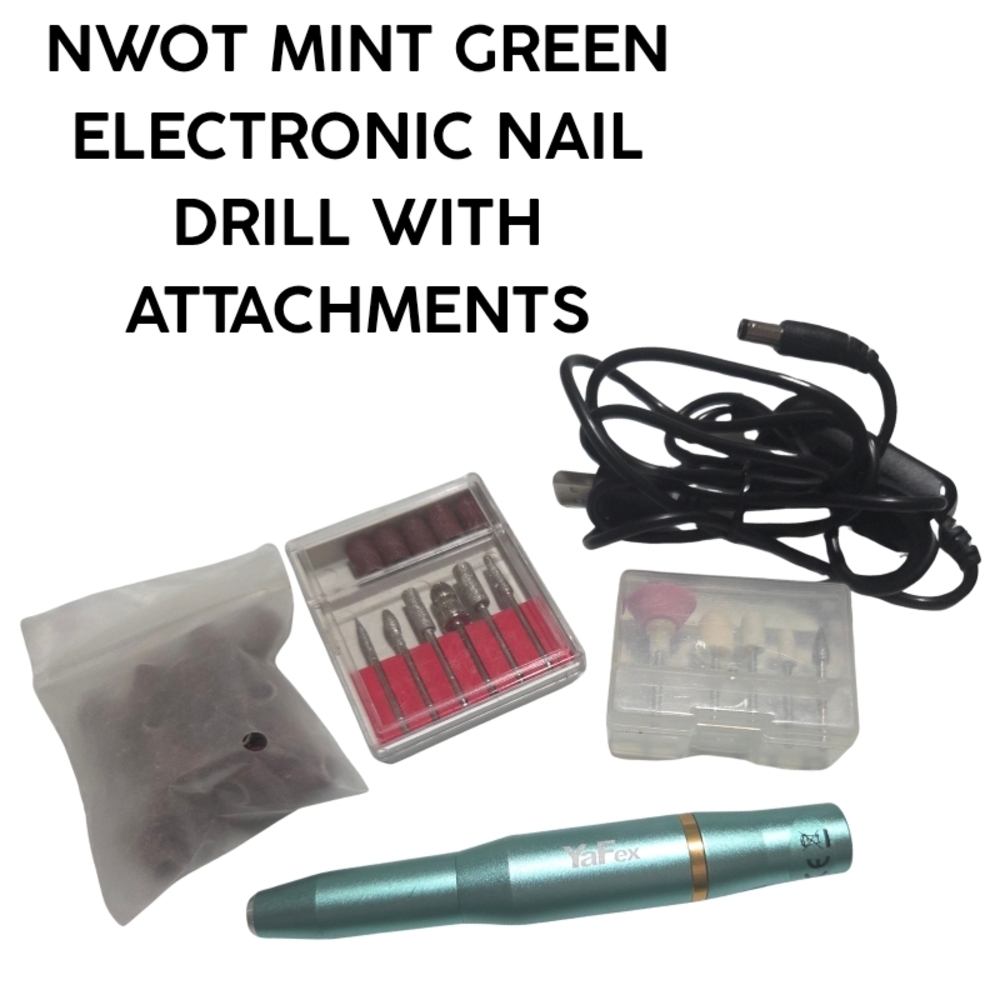 Mint Green Electronic Nail Drill with Accessories